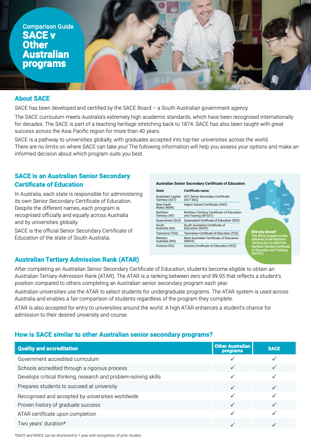 Comparison Guide SACE v Other Australian Certificates of Education